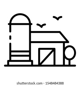 Farm barn icon. Outline farm barn vector icon for web design isolated on white background