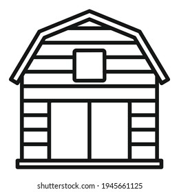 Icono de granero de granja. Icono de vector de granjas de esquema para diseño web aislado en fondo blanco