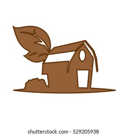 farm barn icon over white background. colorful design.  vector illustration