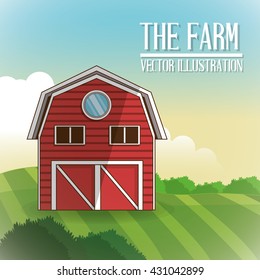 Farm barn icon, vector illustration