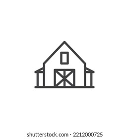 Farm barn line icon. linear style sign for mobile concept and web design. Farm warehouse storage outline vector icon. Symbol, logo illustration. Vector graphics