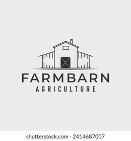 farm barn logo line art vintage vector illustration template icon graphic design