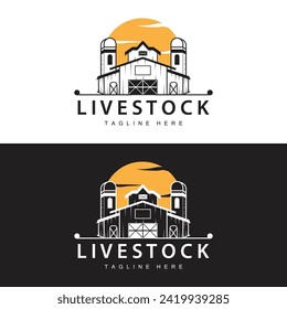 Farm barn logo vector warehouse simple minimalist vintage old village templet illustration