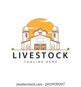 Bauernstall Logo Vektorlager einfache minimalistische alte Dorftempellgrafik