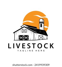 Bauernstall Logo Vektorlager einfache minimalistische alte Dorftempellgrafik