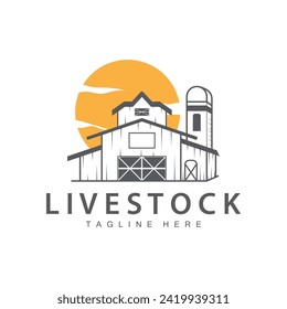 Farm barn logo vector warehouse simple minimalist vintage old village templet illustration