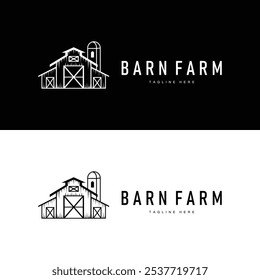 Farm barn logo vector warehouse simple minimalist vintage old village templet illustration