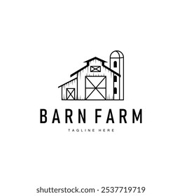Farm barn logo vector warehouse simple minimalist vintage old village templet illustration