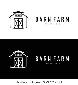 Farm barn logo vector warehouse simple minimalist vintage old village templet illustration