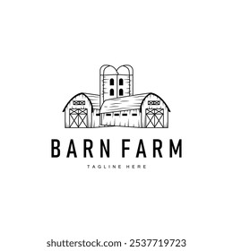 Farm barn logo vector warehouse simple minimalist vintage old village templet illustration