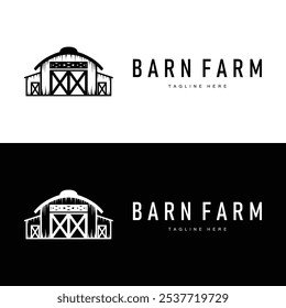 Farm barn logo vector warehouse simple minimalist vintage old village templet illustration