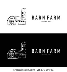 Farm barn logo vector warehouse simple minimalist vintage old village templet illustration