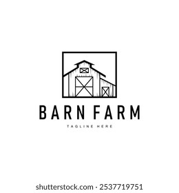 Farm barn logo vector warehouse simple minimalist vintage old village templet illustration