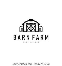 Farm barn logo vector warehouse simple minimalist vintage old village templet illustration