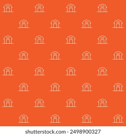 Farm Barn Outline Vector Seamless Pattern