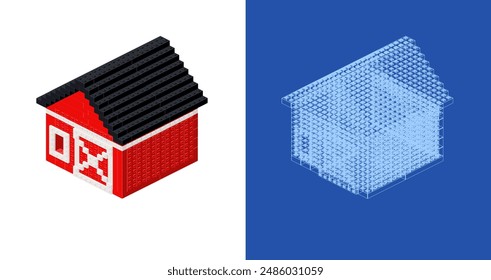 Farm barn project for printing and design. Vector illustration