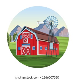 Farm with barn scenery