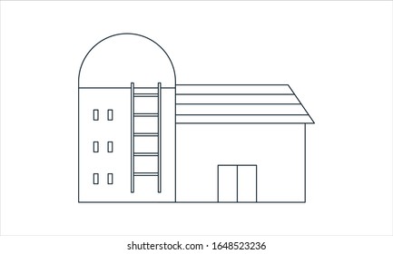 Símbolo gráfico de icono del vector de la granja en fondo blanco.