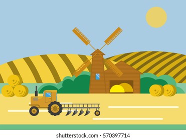 Farm Barn Windmill Tractor 