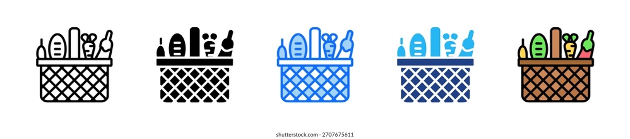 Farm Basket Icon Set Multiple Style Collection