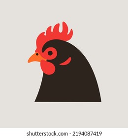 Farm bird. Chicken head. Contour vector illustration.