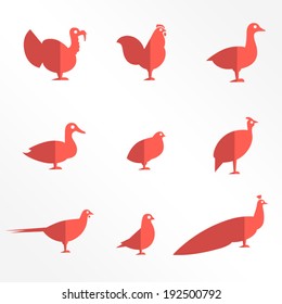 Farm bird flat icons / Solid fill icons in EPS 8 format