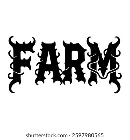 farm black metal fashion sticker t shirt music vector illustration template design