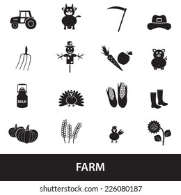 farm black simple icons set vector eps10