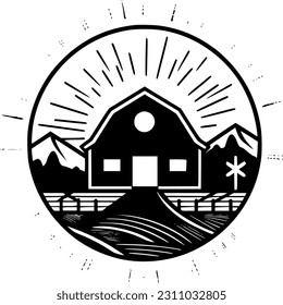 Farm - Black and White Isolated Icon - Vector illustration