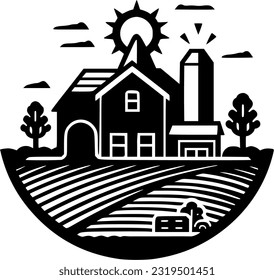 Farm - Black and White Isolated Icon - Vector illustration