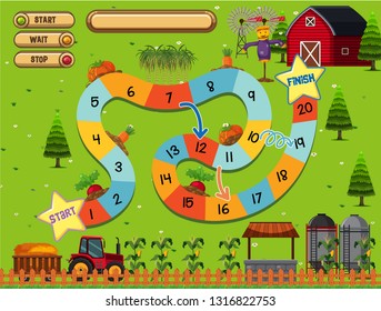 A farm board game template illustration