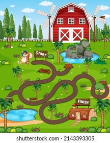 A farm boardgame template illustration