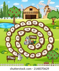 A farm boardgame template illustration