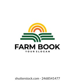 FARM BOOK FIELD SUN LOGO ICON ILLUSTRATION