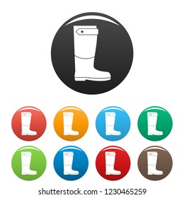 Farm boot icons set 9 color vector isolated on white for any design