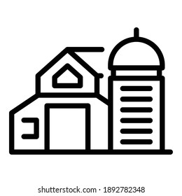 Icono de construcción de granjas. Icono de vector de construcción de conjuntos de esquemas para diseño web aislado en fondo blanco