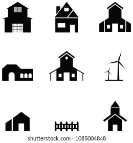 farm building icon set