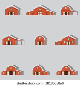 farm building icons set.paper art style.