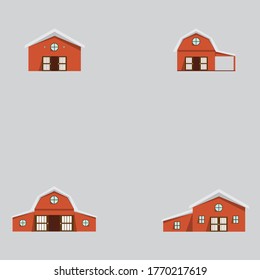 farm building icons set.Vector flat style.