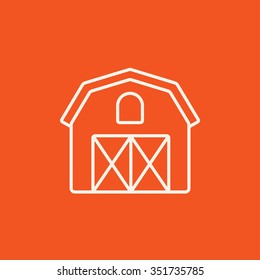 Icono de línea de construcción de granja para web, móviles e infografías. Icono blanco vector aislado en fondo rojo.