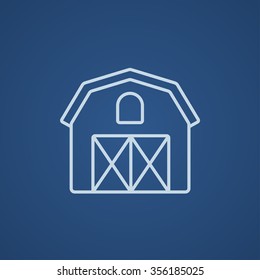 Farm building line icon for web, mobile and infographics. Vector light blue icon isolated on blue background.