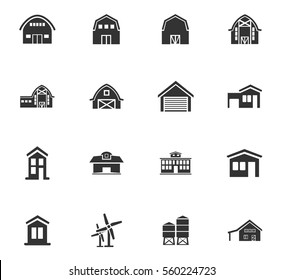 Farm Building Vector Icons For User Interface Design