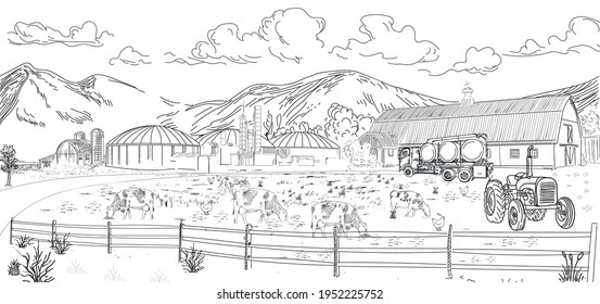 
farm building village and animals