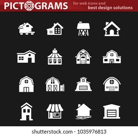 Farm building web icons for user interface design