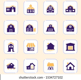 Farm building web icons for user interface design