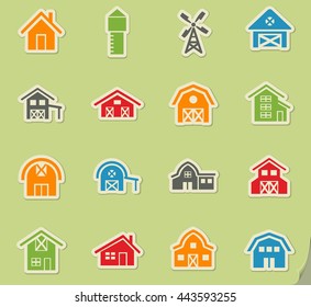 farm building web icons for user interface design