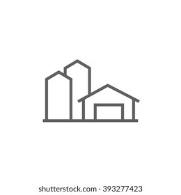 Farm buildings line icon.