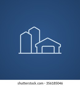 Bauernhäuser Linie Symbol für Web-, Mobil- und Infografiken. Vektorhellblaue Symbol einzeln auf blauem Hintergrund.
