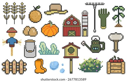 Conjunto de Paquetes de granja Pixel Art