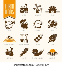 Farm And Butcher Shop Icon Set